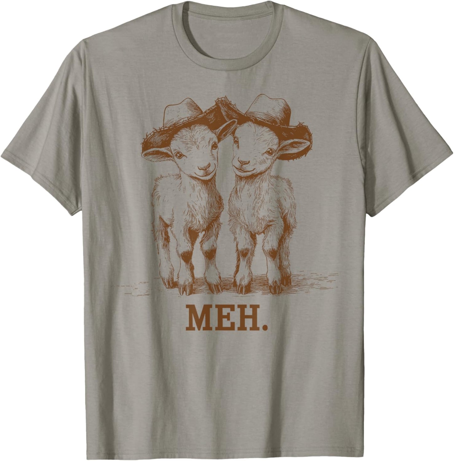 Meh Goat Meme Farm Animal Funny Farmer Animals Lover T-Shirt - T-Shirt | Sand