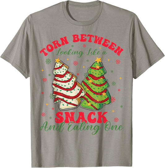Torn Between Looking Like A Snack And Eating One Christmas T-Shirt - T-Shirt | Sand