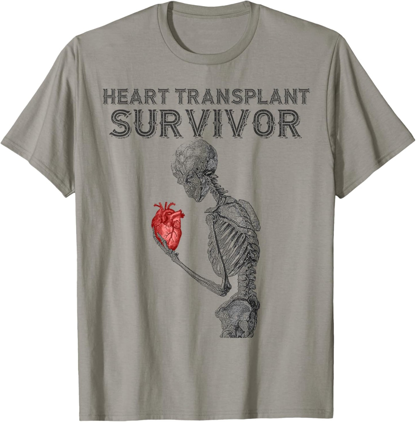 Heart Transplant Survivor Skeleton Red Anatomical Heart T-Shirt - T-Shirt | Sand