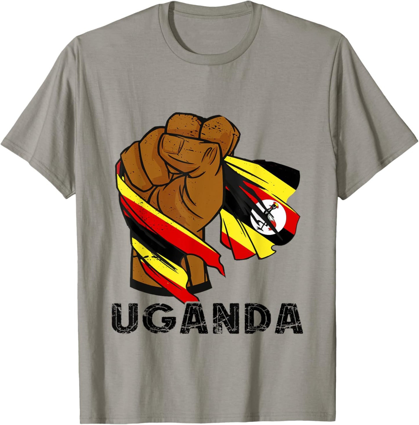 Uganda Power Vintage Ugandan Flag Handfist Ugandan Roots T-Shirt - T-Shirt | Sand