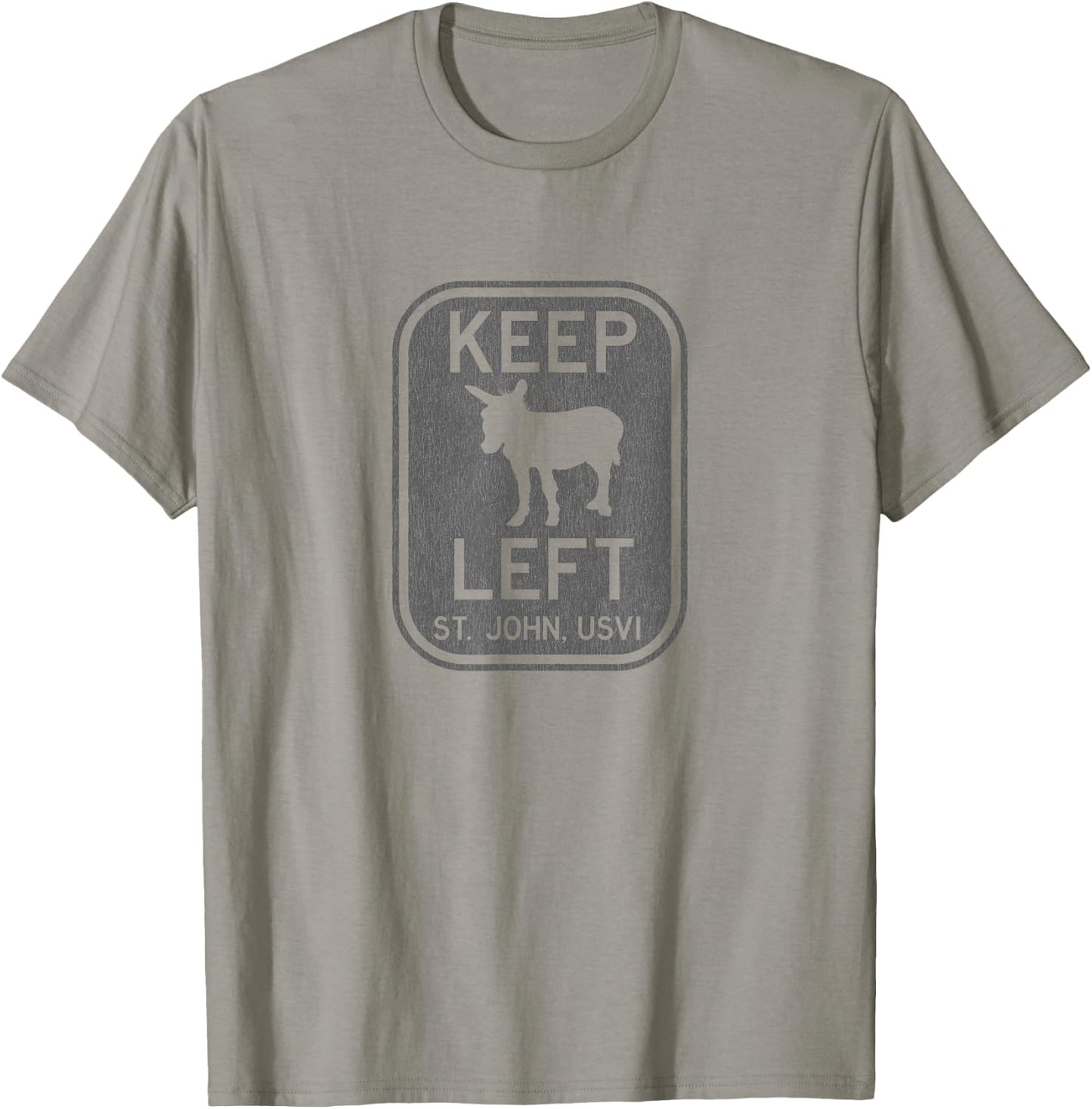 Keep Left St. John USVI Donkey Distressed T-Shirt - T-Shirt | Sand