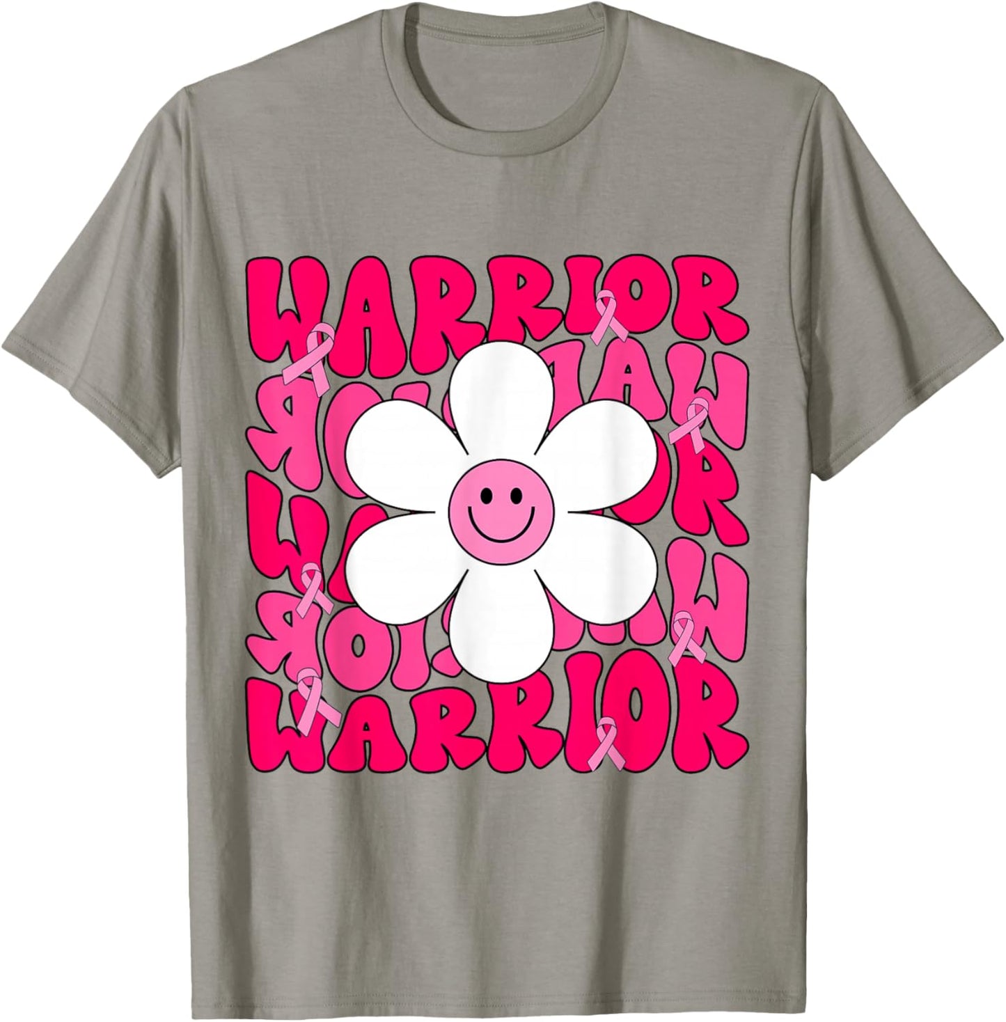 Groovy Breast Cancer Warrior Pink Ribbon T-Shirt - T-Shirt | Sand