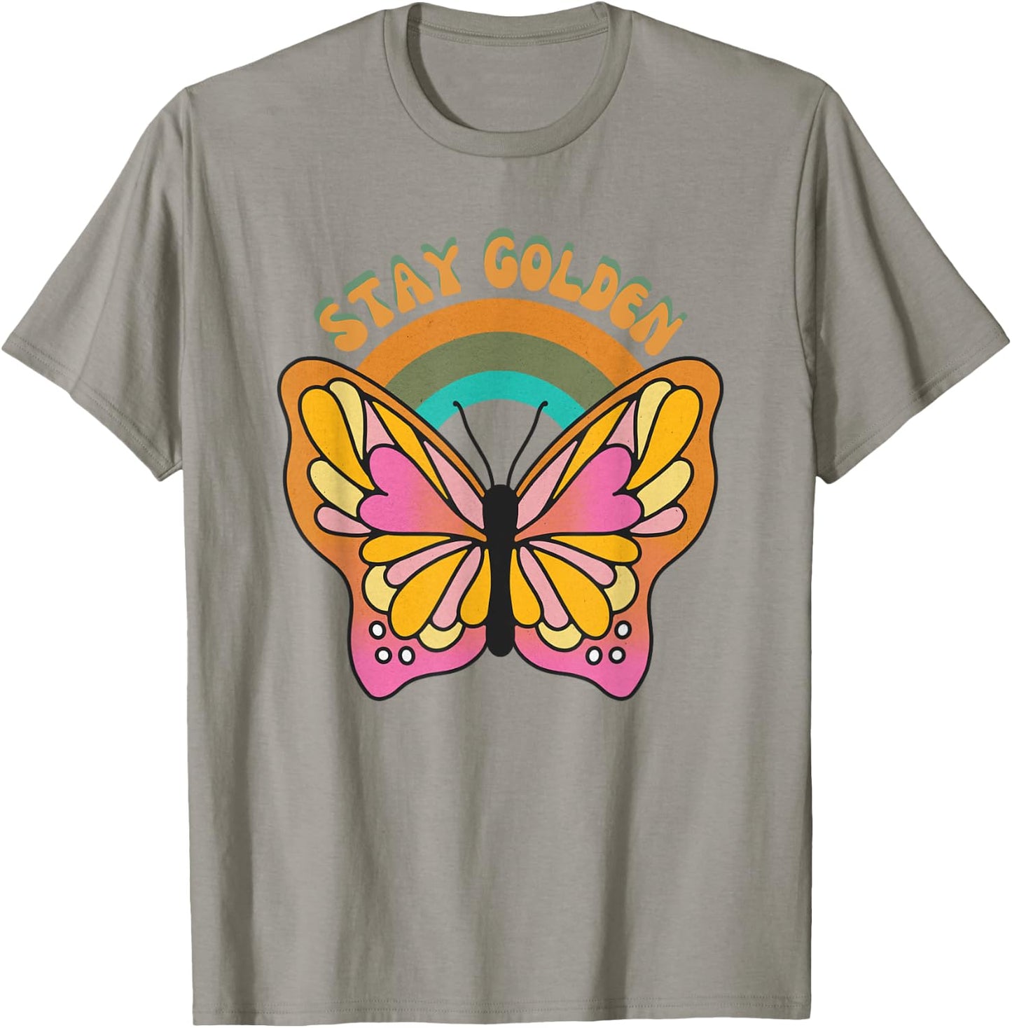 Stay Golden Butterfly Retro Vintage T-Shirt - T-Shirt | Sand