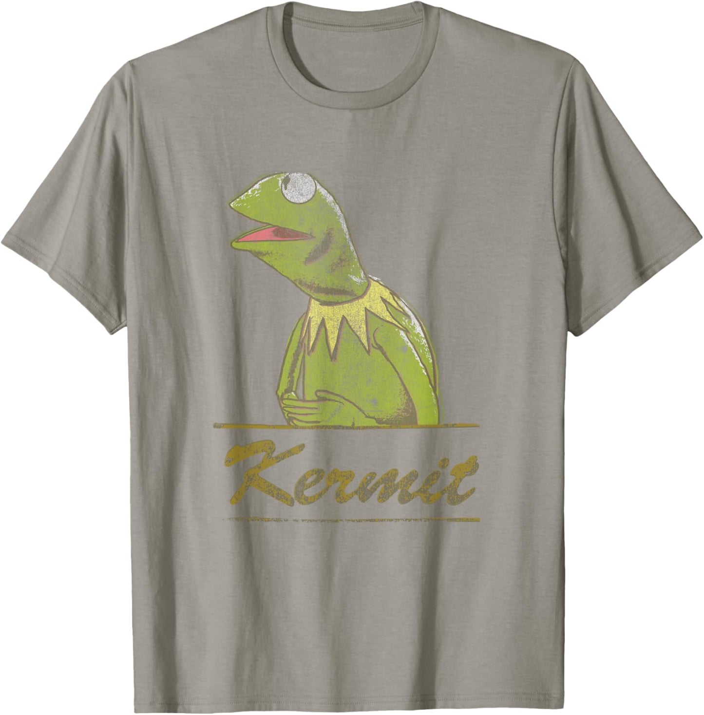 Disney The Muppets Kermit Vintage Portrait Distressed Logo T-Shirt - T-Shirt | Sand