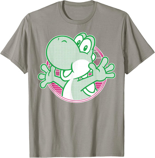 Super Mario Yoshi Neon Circle Portrait T-Shirt - T-Shirt | Sand