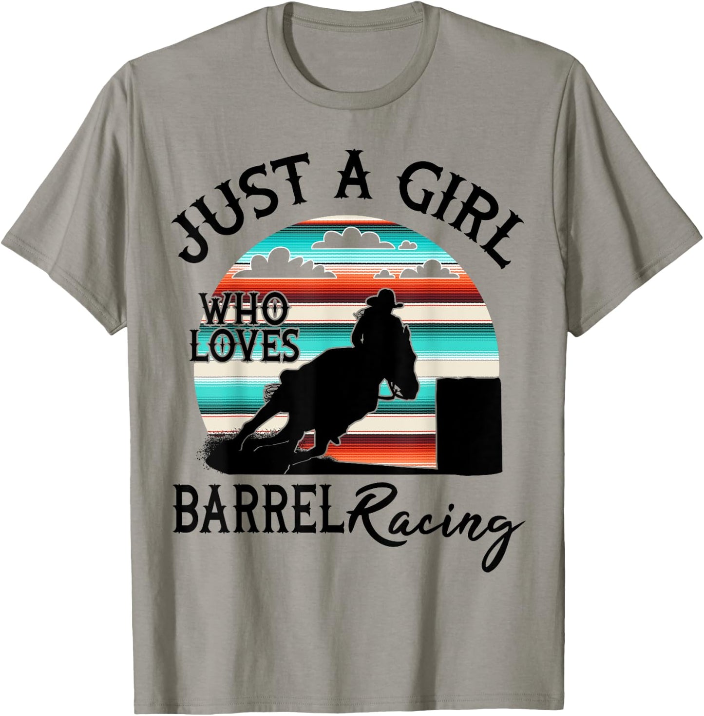 Western Rodeo Cowgirl Serape Sunset Horse Barrel Racing T-Shirt - T-Shirt | Sand
