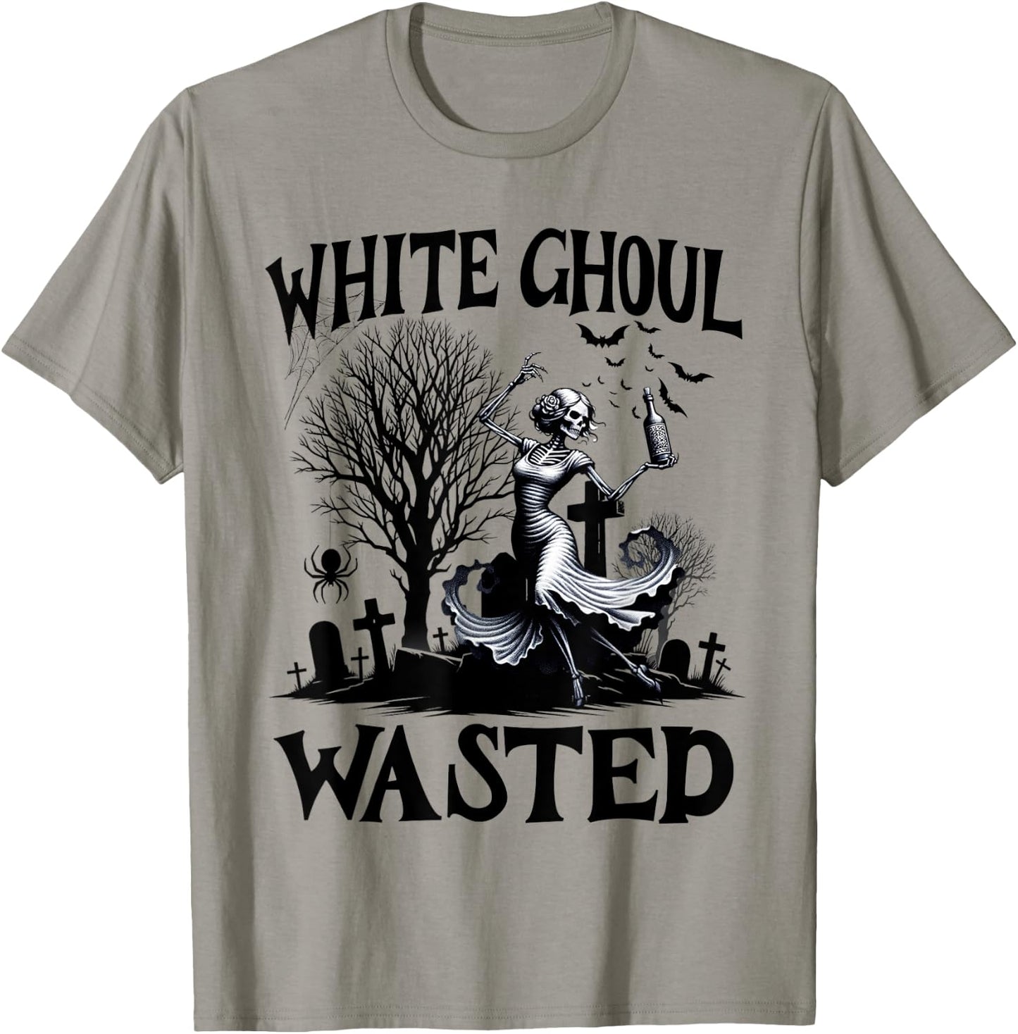 Funny Halloween Drinking Party White Ghoul Wasted Men Women T-Shirt - T-Shirt | Sand