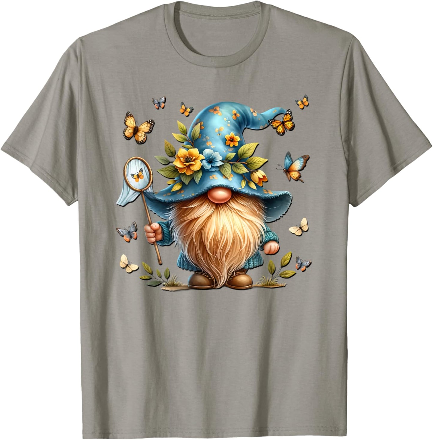 Colorful Butterfly Summer Gnome Graphic Spring T-Shirt - T-Shirt | Sand