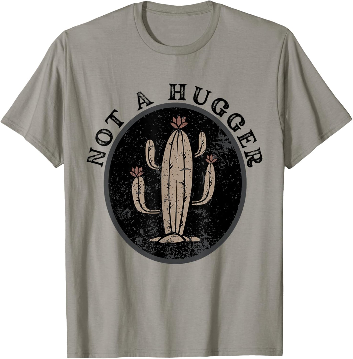 Not A Hugger Funny Vintage Cactus T-Shirt - T-Shirt | Sand