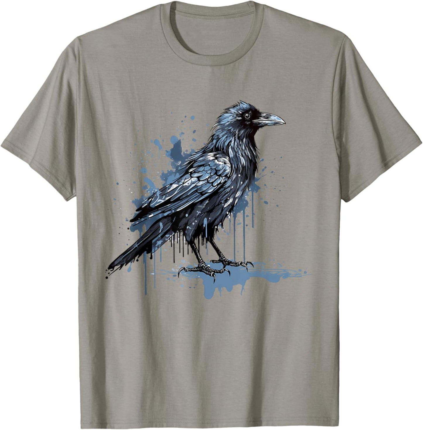 Vintage Raven Crow Gothic Bird Graphic Art Design Print T-Shirt - T-Shirt | Sand