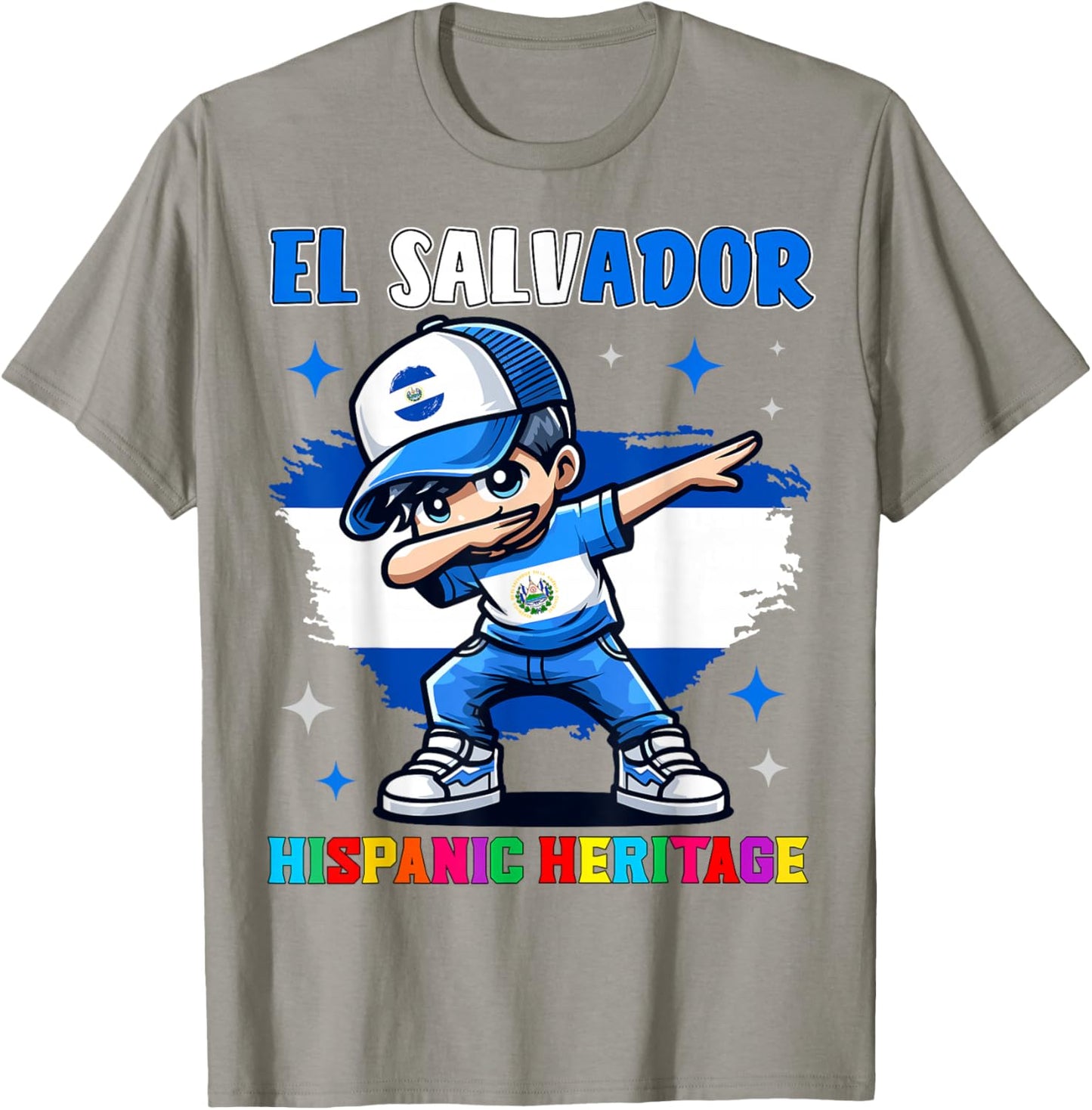 El Salvador Dabbing Kid Hispanic Heritage Celebration Kids T-Shirt - T-Shirt | Sand