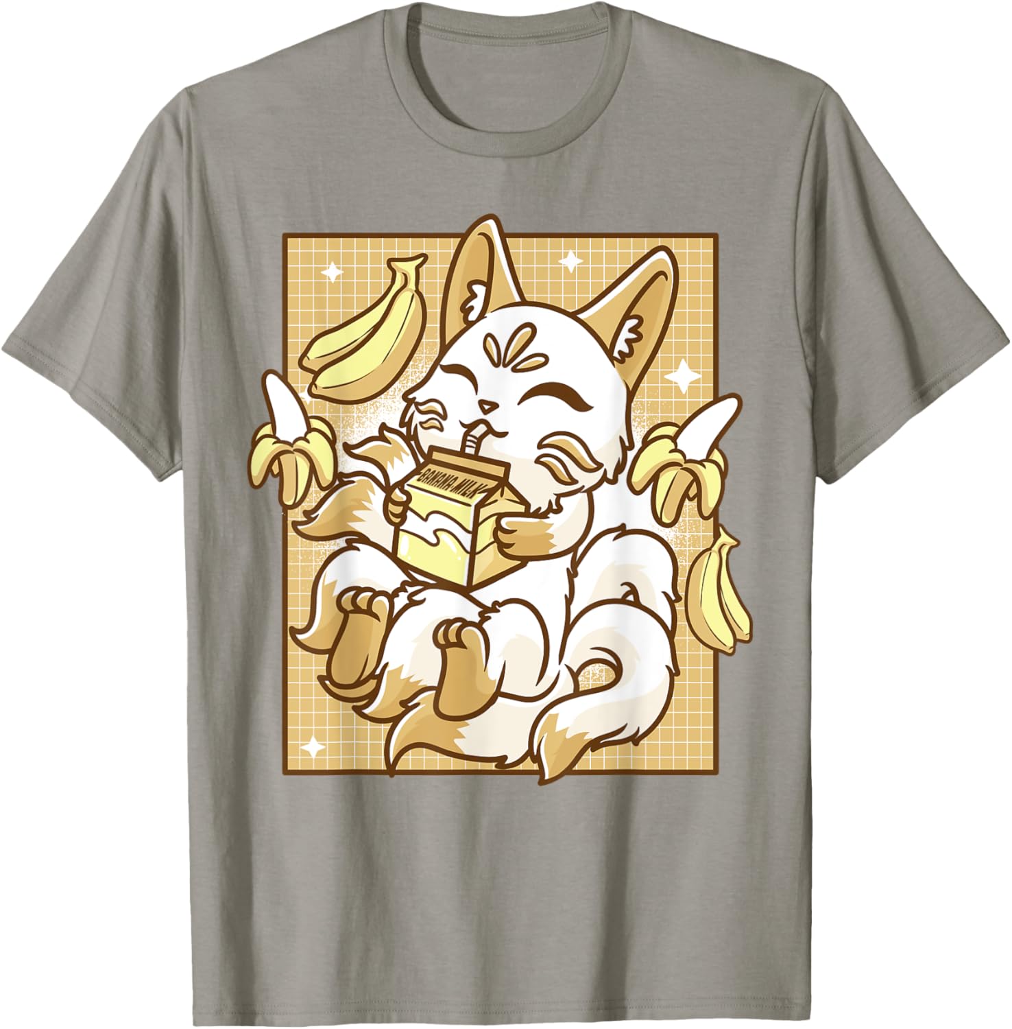 Japanese Kitsune Anime Fox Kawaii Banana Milk Men Women T-Shirt - T-Shirt | Sand