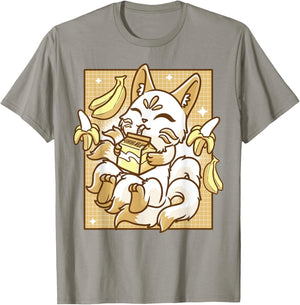 Japanese Kitsune Anime Fox Kawaii Banana Milk Men Women T-Shirt - T-Shirt | Sand