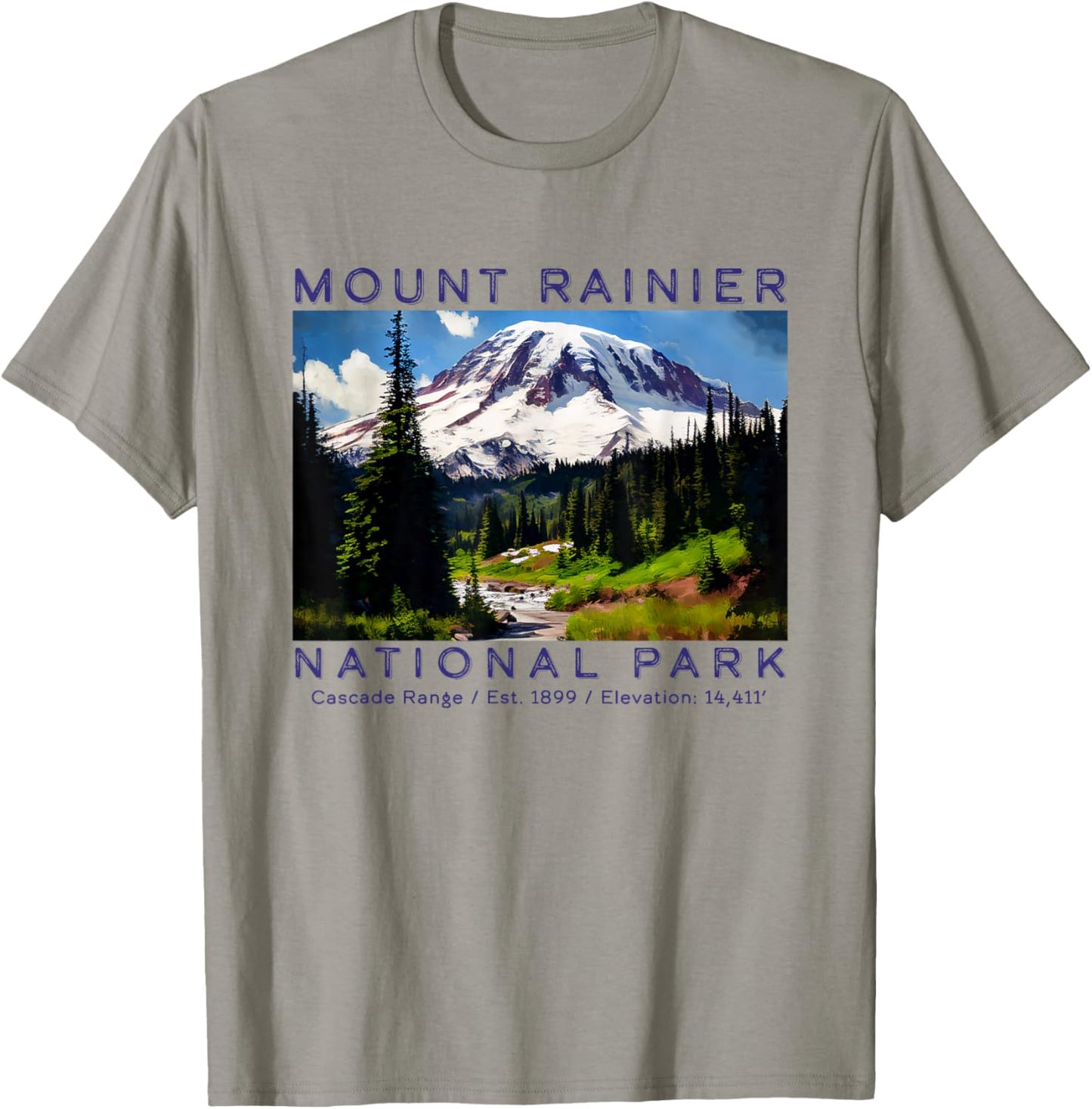 Mt. Rainier National Park Mountain Art Hiking Souvenir T-Shirt - T-Shirt | Sand