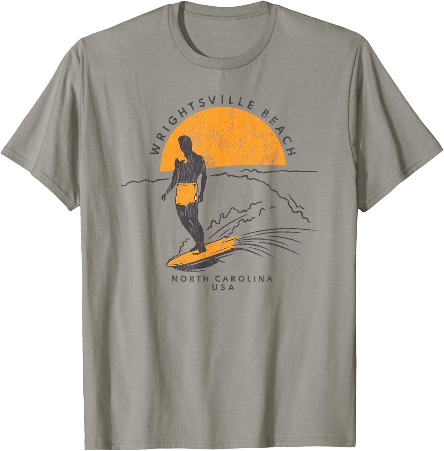 Wrightsville Beach, NC Summertime Living Surfing Peace T-Shirt - T-Shirt | Sand
