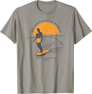 Wrightsville Beach, NC Summertime Living Surfing Peace T-Shirt - T-Shirt | Sand