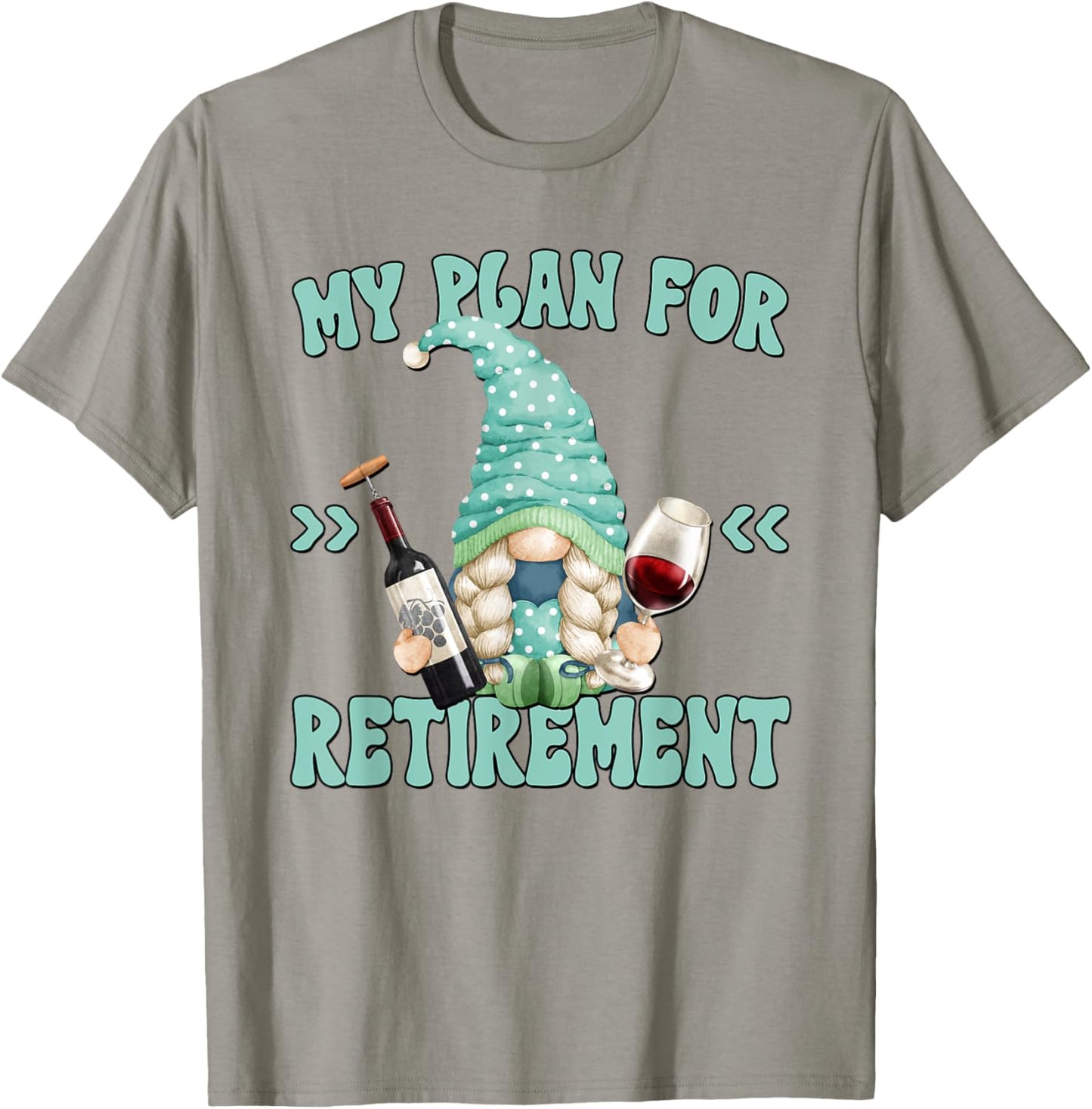Funny Yoga And Wine Gnome For Retired Women Retirement Plan T-Shirt - T-Shirt | Sand