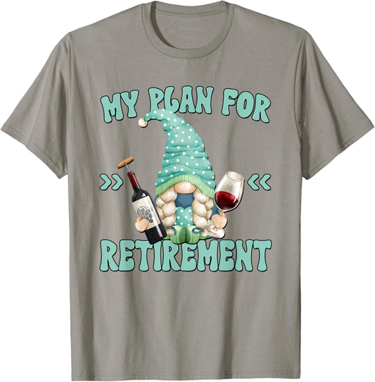 Funny Yoga And Wine Gnome For Retired Women Retirement Plan T-Shirt - T-Shirt | Sand