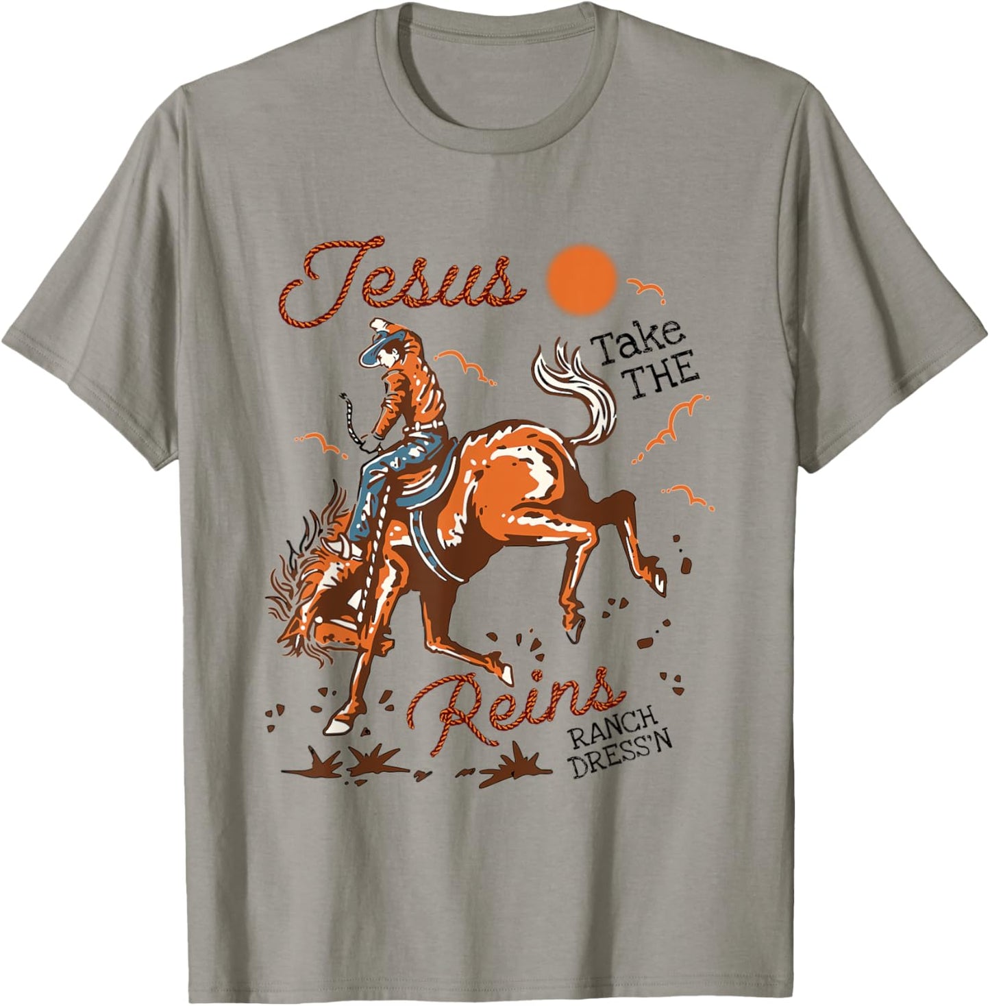 Jesus Take The Reins Vintage Cowboy T-Shirt - T-Shirt | Sand