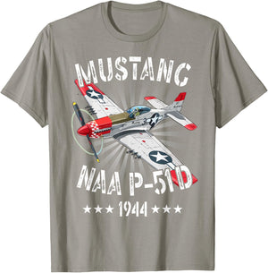 P-51D Mustang Vintage North American P-51D Fighter Warbirds T-Shirt - T-Shirt | Sand