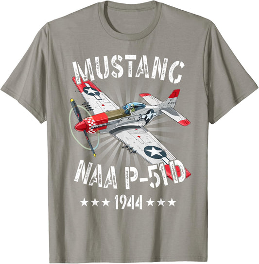 P-51D Mustang Vintage North American P-51D Fighter Warbirds T-Shirt - T-Shirt | Sand