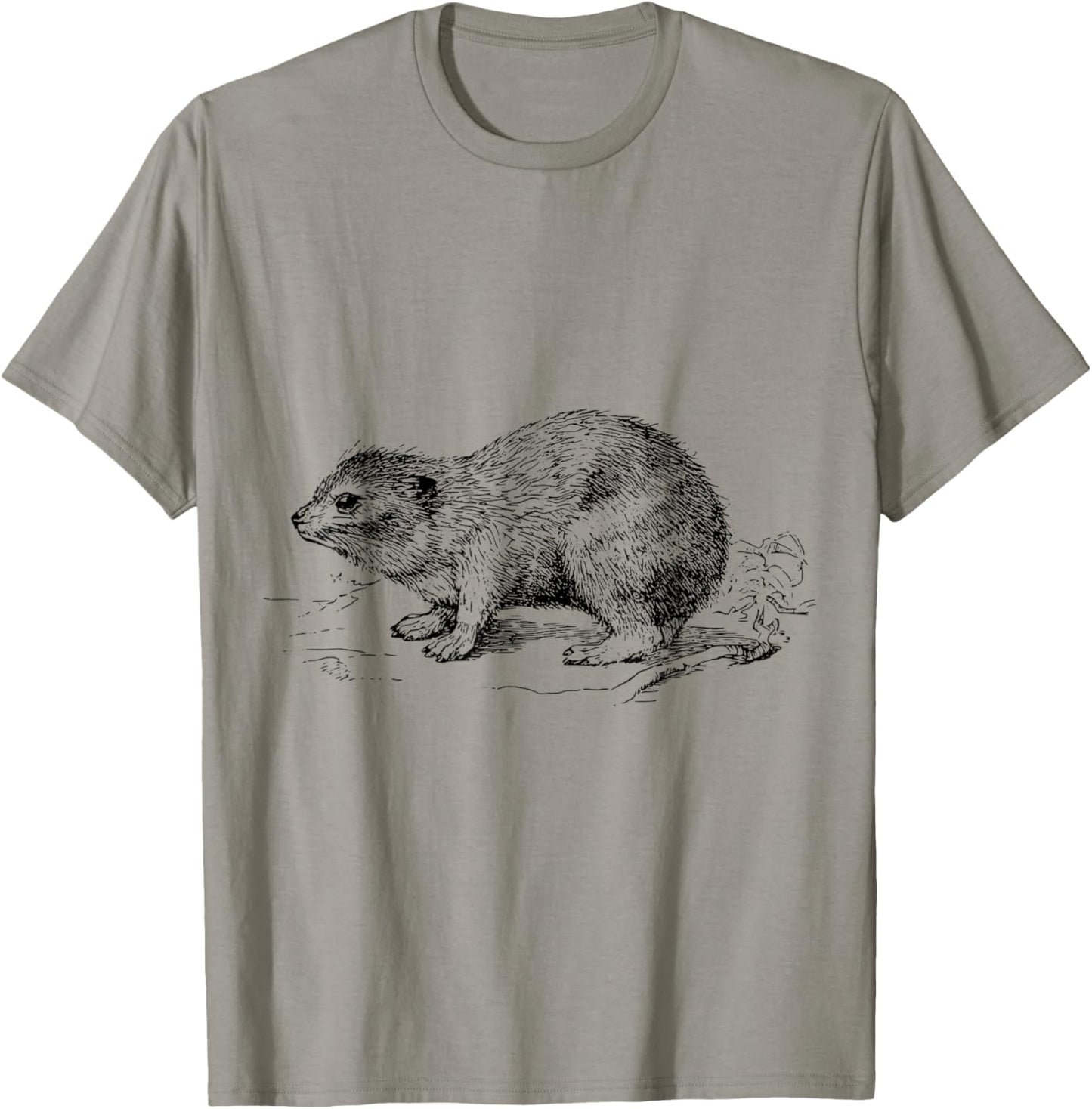 Clever Witty Hyrax Designs -Adults Grey X-Small Cartoon Hyrax T-Shirt - T-Shirt | Sand