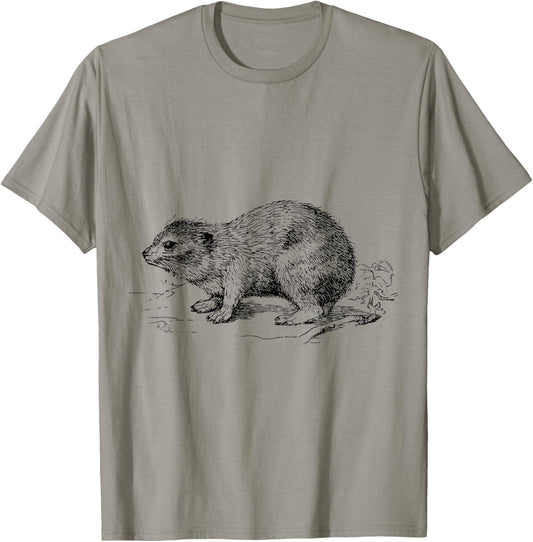 Clever Witty Hyrax Designs -Adults Grey X-Small Cartoon Hyrax T-Shirt - T-Shirt | Sand