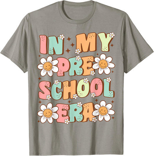 In My Preschool Era Retro Cute Groovy Pre K Back to School T-Shirt - T-Shirt | Sand