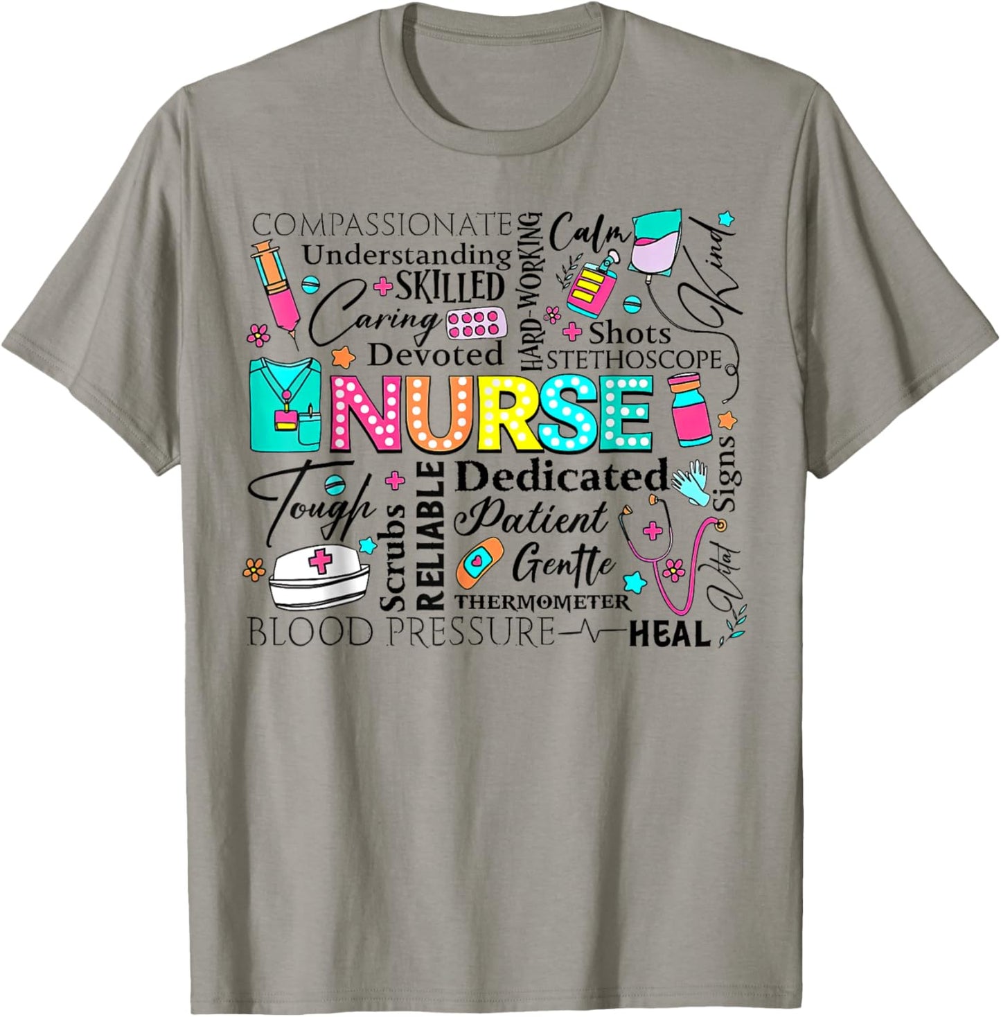 Retro Nurse Word, Nurse Life, Nurse stuff doodles T-Shirt - T-Shirt | Sand