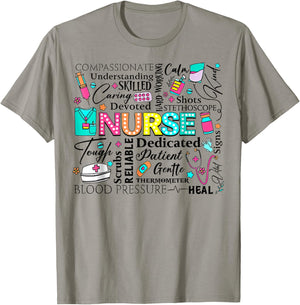 Retro Nurse Word, Nurse Life, Nurse stuff doodles T-Shirt - T-Shirt | Sand
