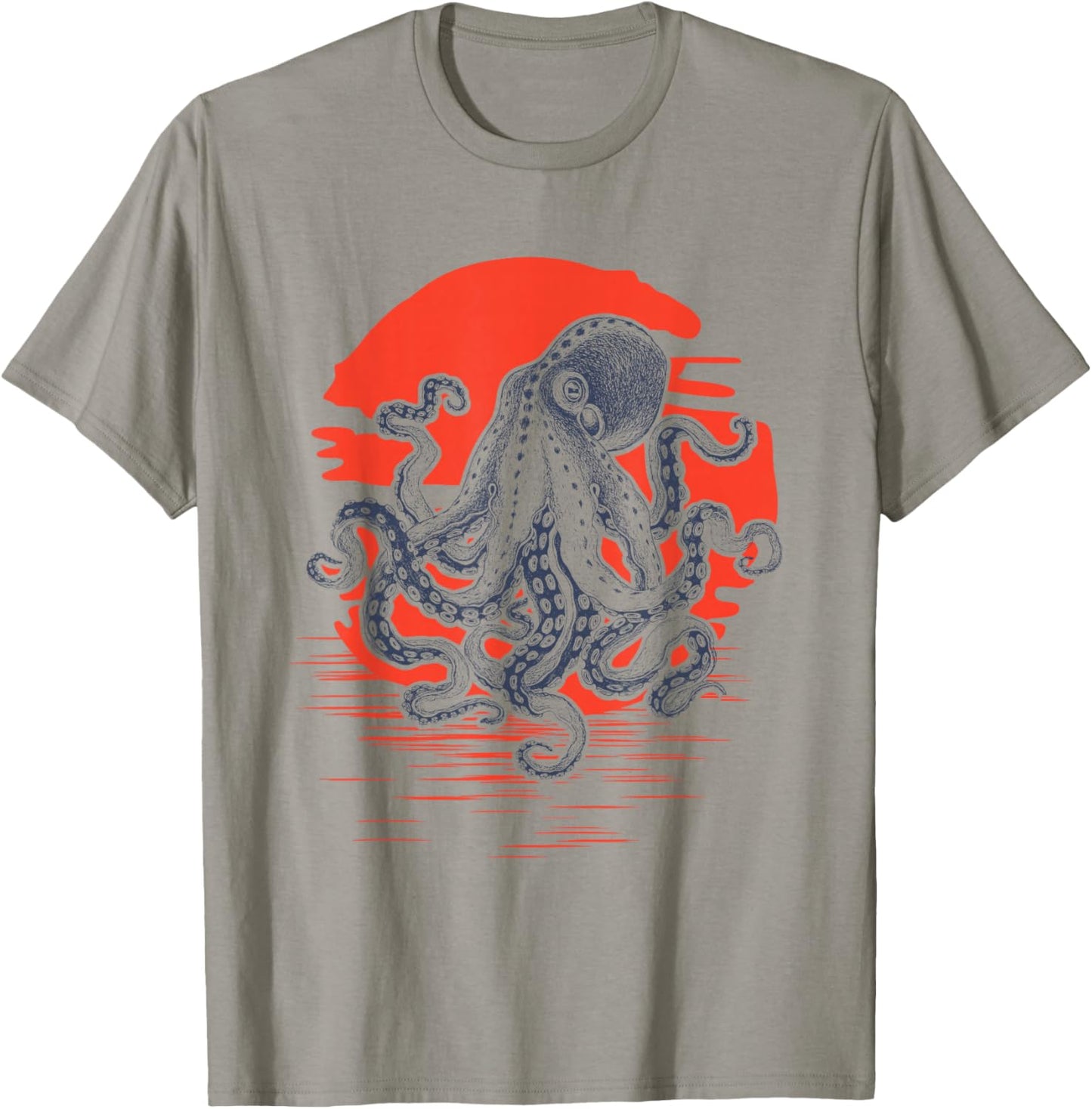 Sunrise Octopus Throwback Retro Vintage Surfer T-Shirt - T-Shirt | Sand