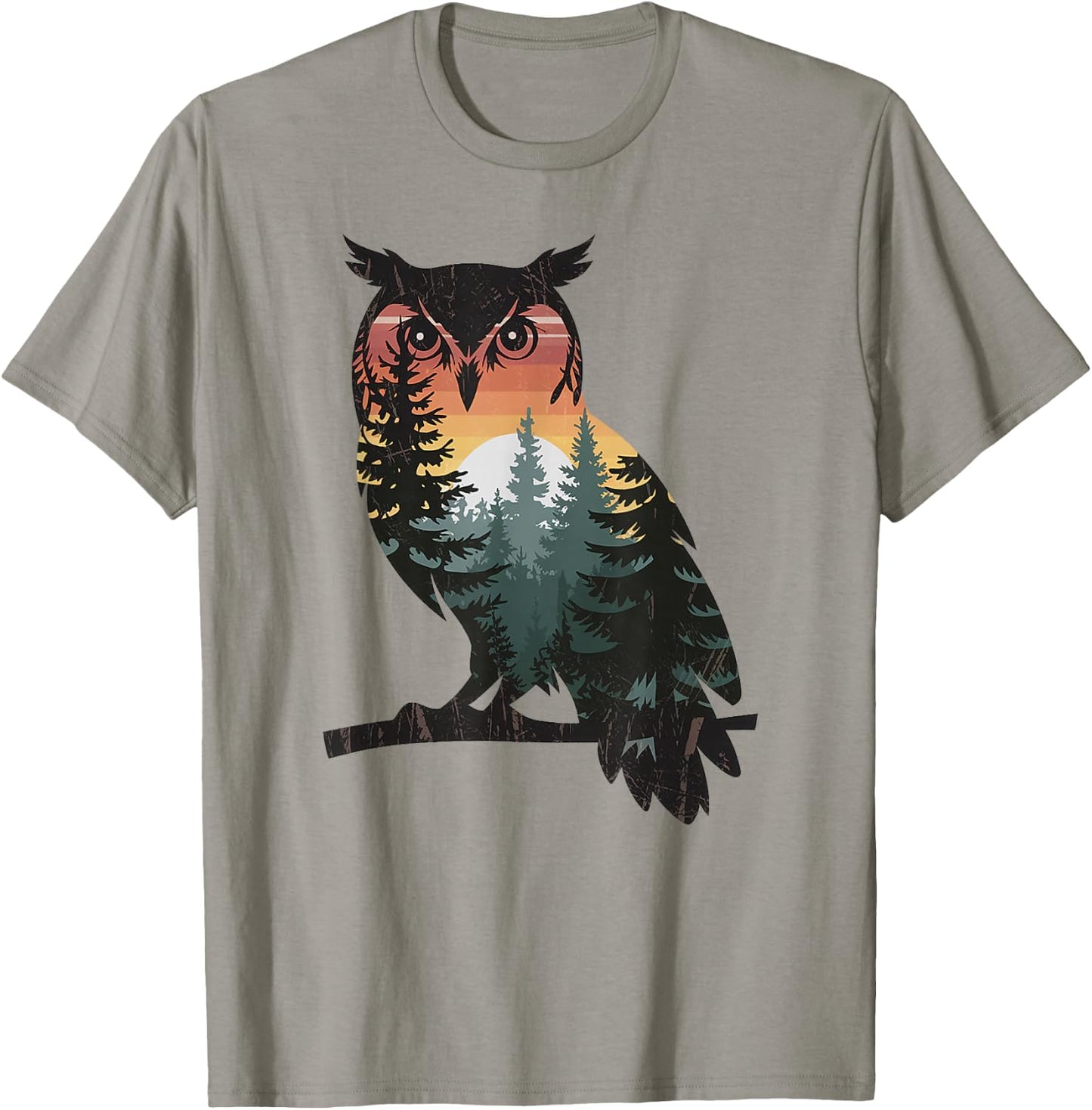 Owl Hunting Hiking Outdoor Camping Forest Men Women Owl T-Shirt - T-Shirt | Sand