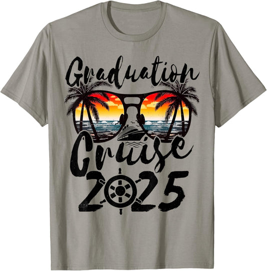 Senior Graduation Trip Cruise 2025 Retro Ship Party Cruise T-Shirt - T-Shirt | Sand