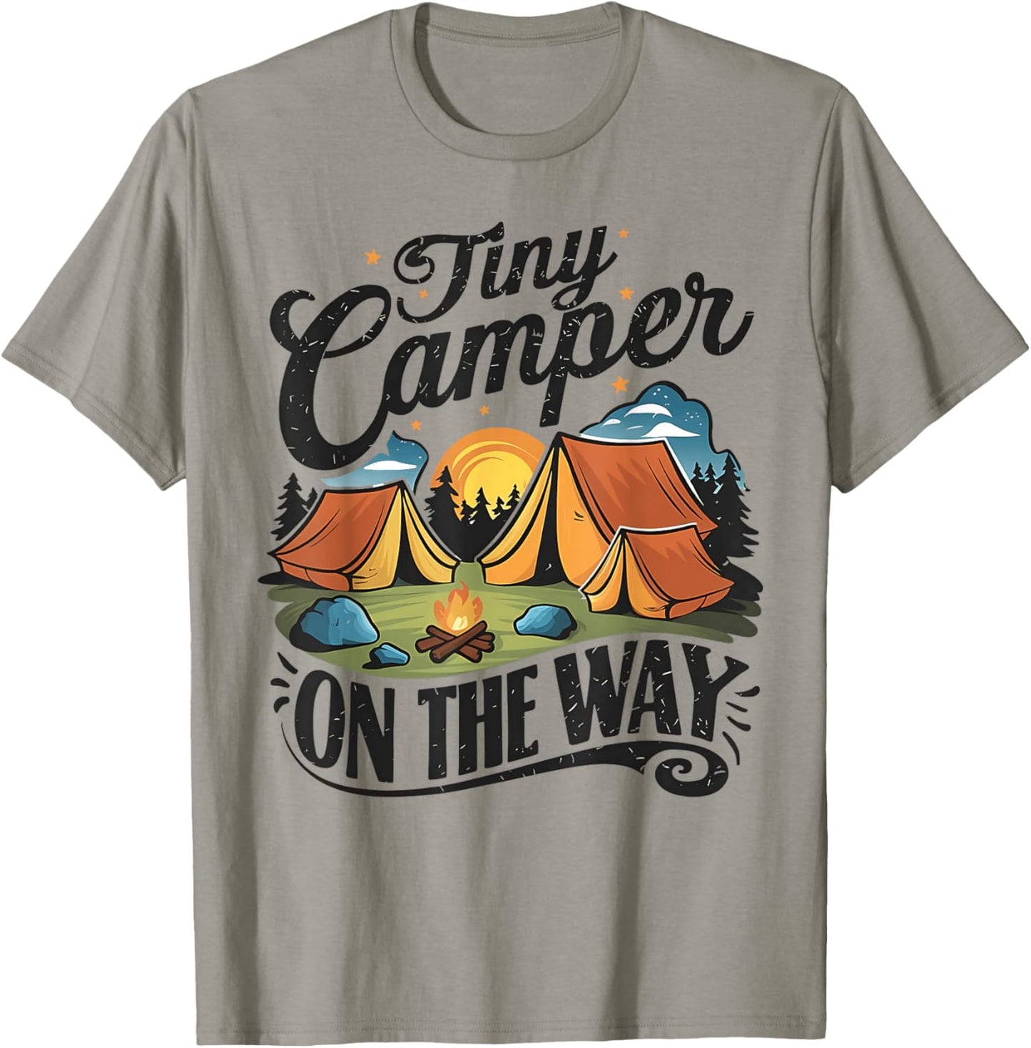 Tiny Camper On The Way camping lover pregnancy announcement T-Shirt - T-Shirt | Sand