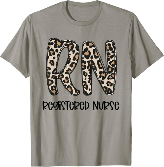Women Registered Nurse - RN Nursing Leopard Print Nurse Day T-Shirt - T-Shirt | Sand