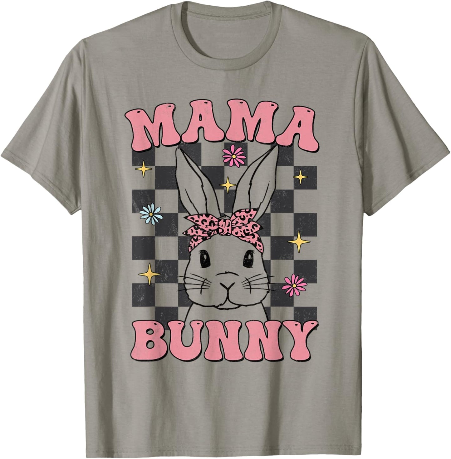 Retro Groovy Mama Bunny Matching Family Easter Mom Mother T-Shirt - T-Shirt | Sand