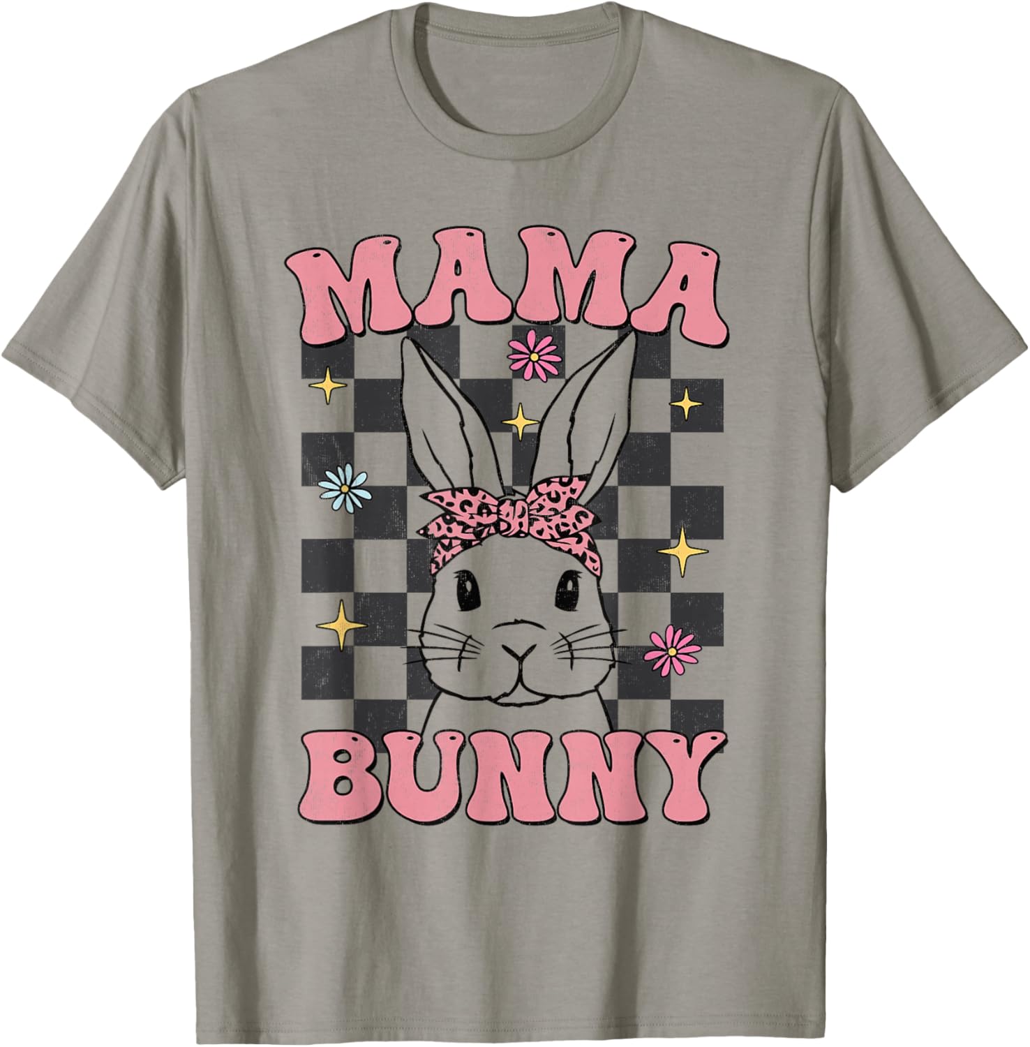 Retro Groovy Mama Bunny Matching Family Easter Mom Mother T-Shirt - T-Shirt | Sand