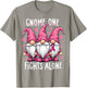 Gnome One Fights Alone Breast Cancer Awareness Pink Women T-Shirt - T-Shirt | Sand
