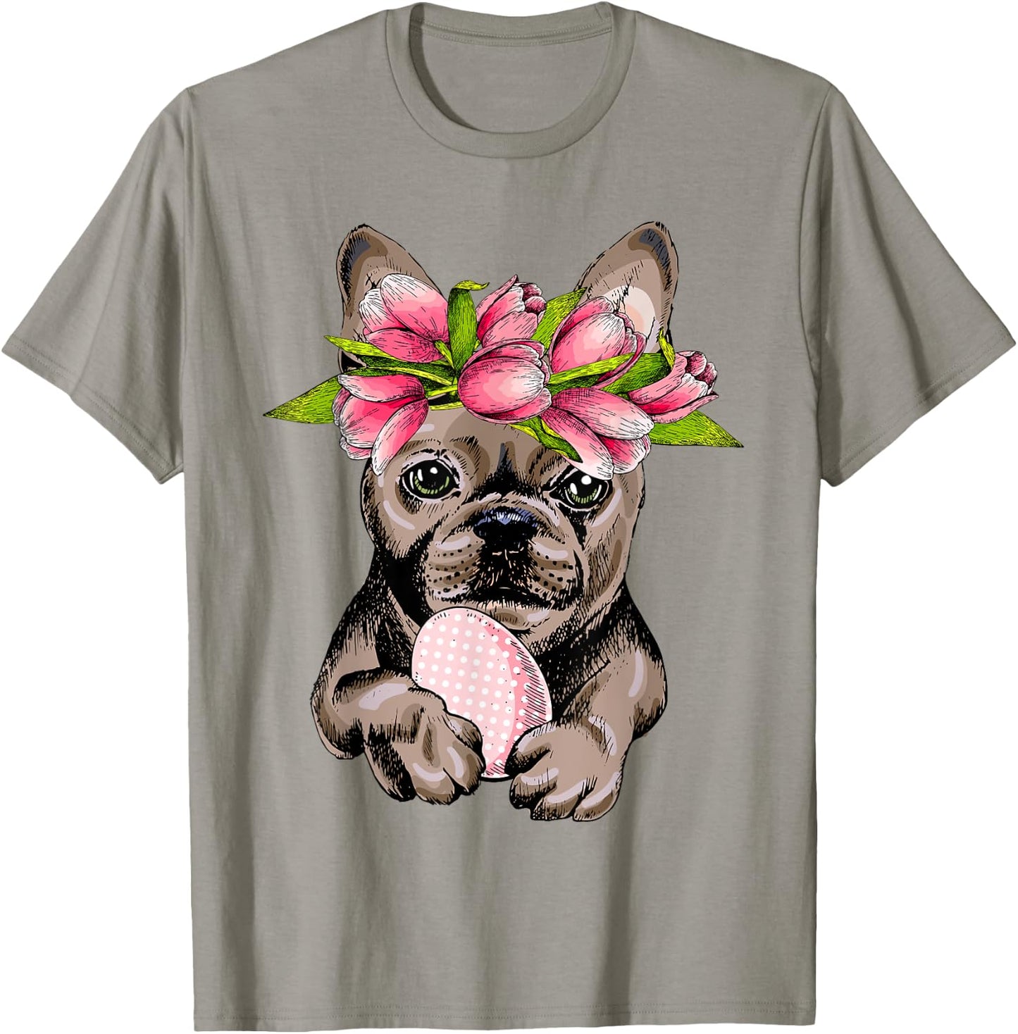 Bunny French Bulldog Dog Happy Easter Day Lover Egg Hunt Men Women Girls Kids T-Shirt - T-Shirt | Sand