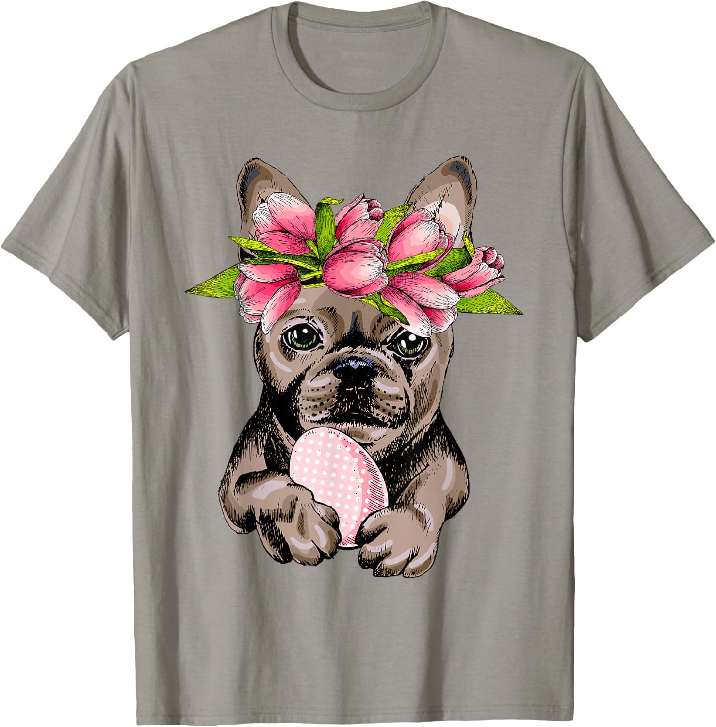 Bunny French Bulldog Dog Happy Easter Day Lover Egg Hunt Men Women Girls Kids T-Shirt - T-Shirt | Sand