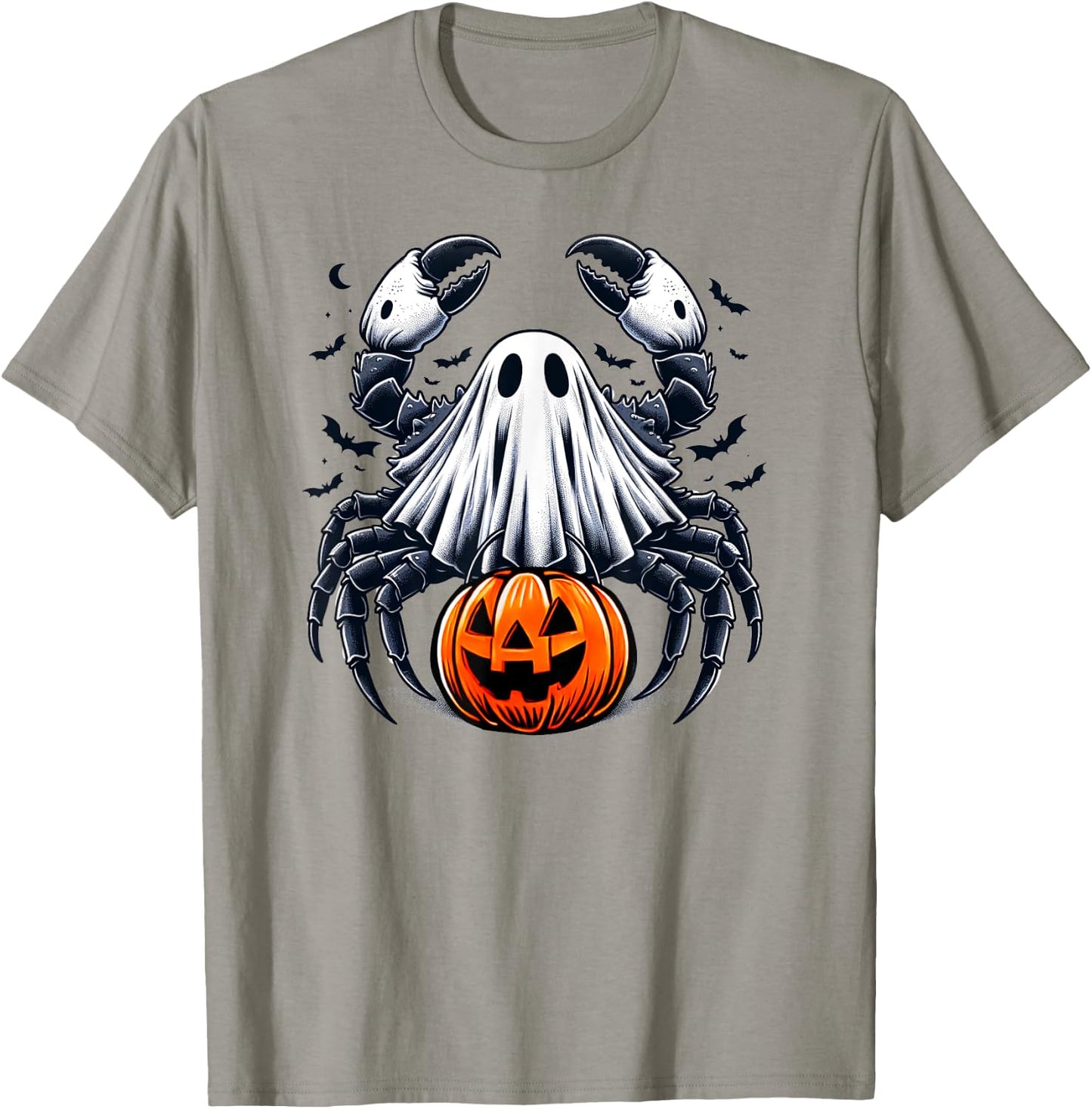 Spooky Crab Ghost Halloween Jackolantern Funny Shellfish T-Shirt - T-Shirt | Sand