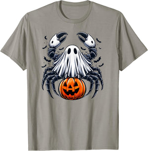 Spooky Crab Ghost Halloween Jackolantern Funny Shellfish T-Shirt - T-Shirt | Sand