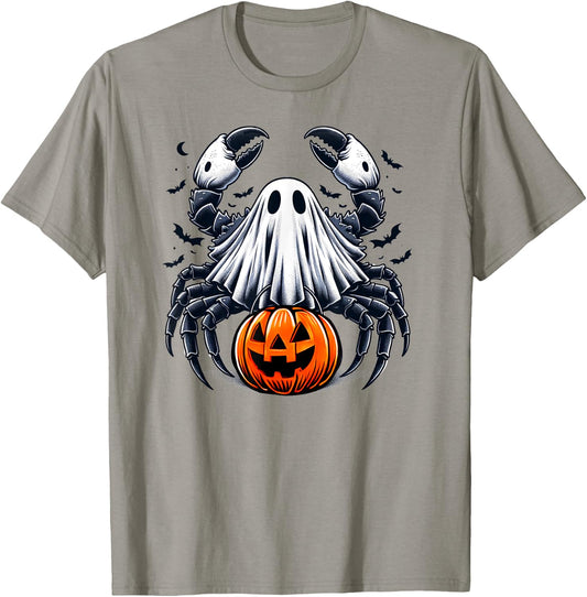 Spooky Crab Ghost Halloween Jackolantern Funny Shellfish T-Shirt - T-Shirt | Sand
