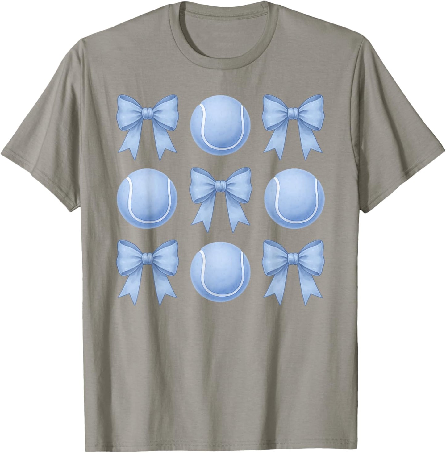 Tennis Coquette Toile Blue Bow Cute Girls Tennis T-Shirt - T-Shirt | Sand
