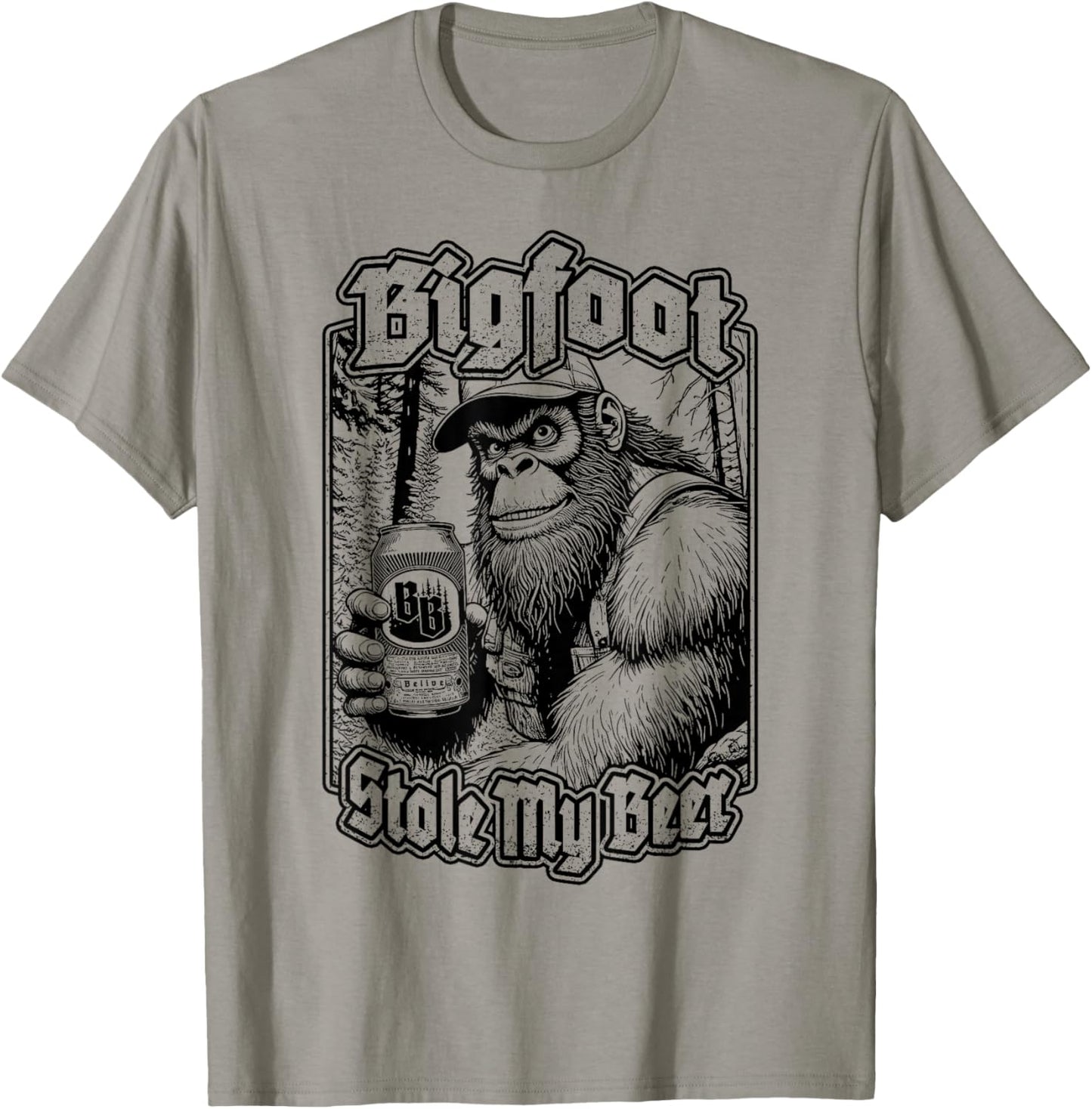 Bigfoot Stole My Beer Lover Funny Sasquatch Redneck Beers T-Shirt - T-Shirt | Sand