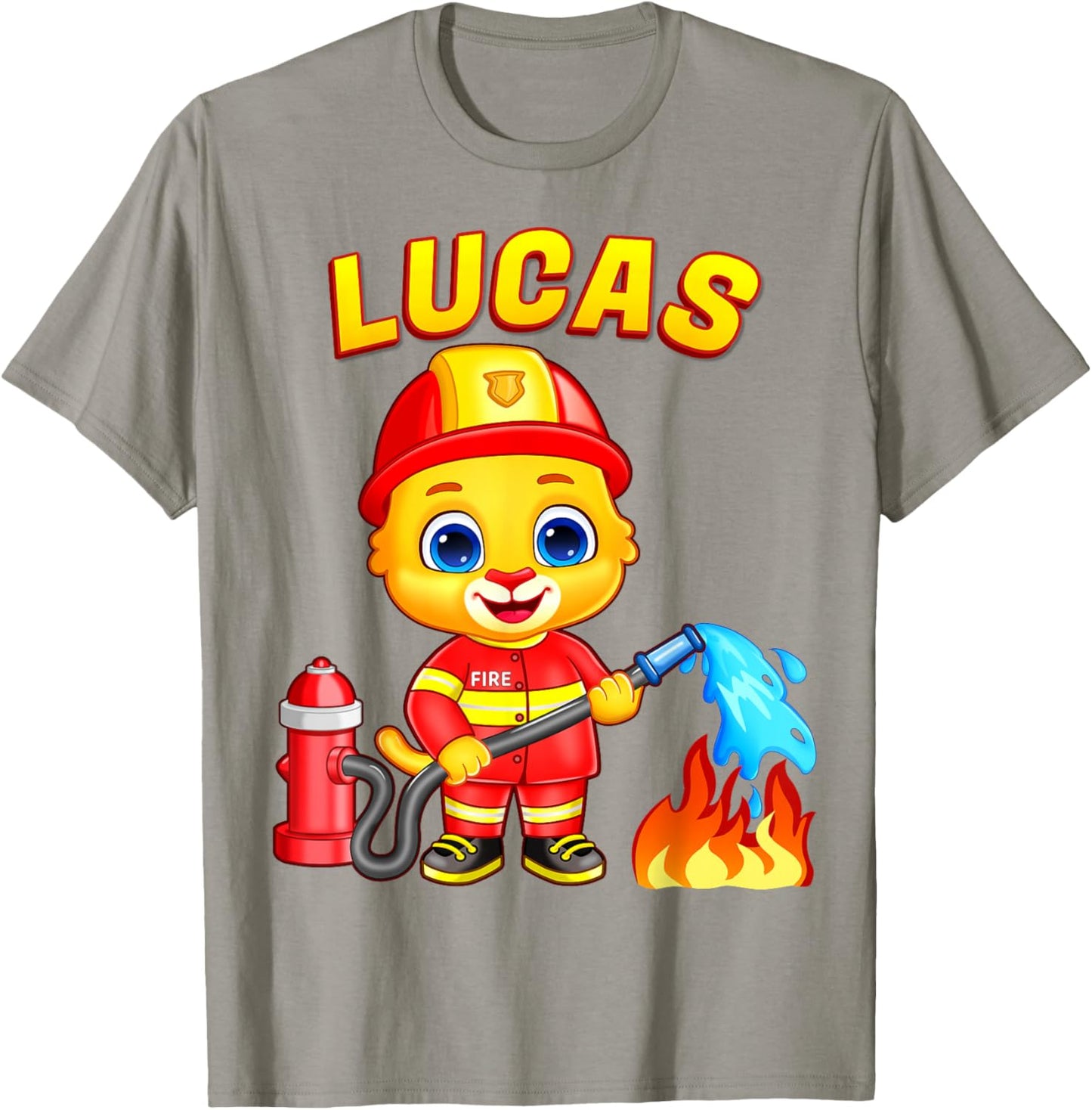 Firefighter Lucas | for Toddler, Boys, Girls Firefighter Small T-Shirt - T-Shirt | Sand