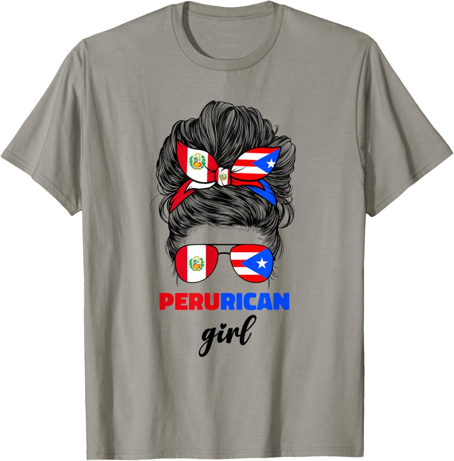 Half Peruvian And Puerto Rican Rico Peru Flag Girl Women Mix T-Shirt - T-Shirt | Sand
