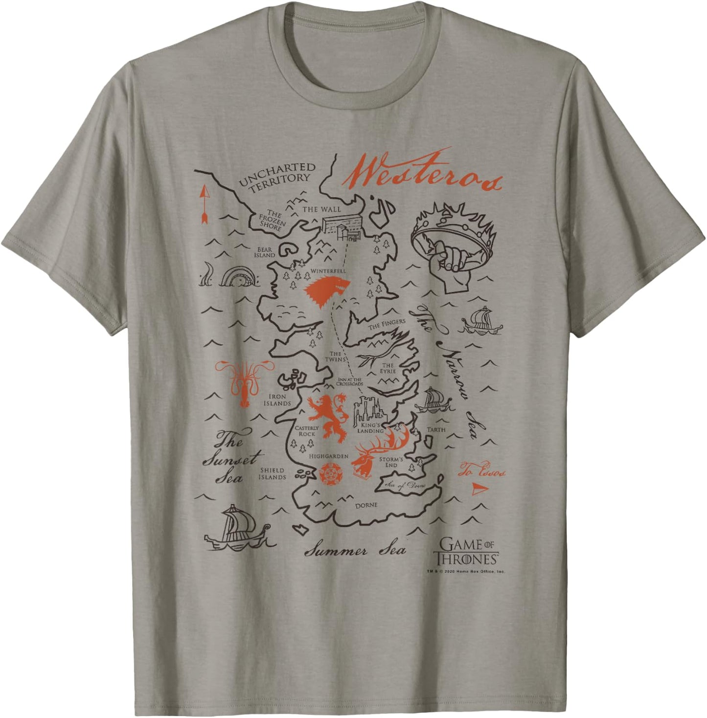Game Of Thrones Map Of Westeros T-Shirt - T-Shirt | Sand