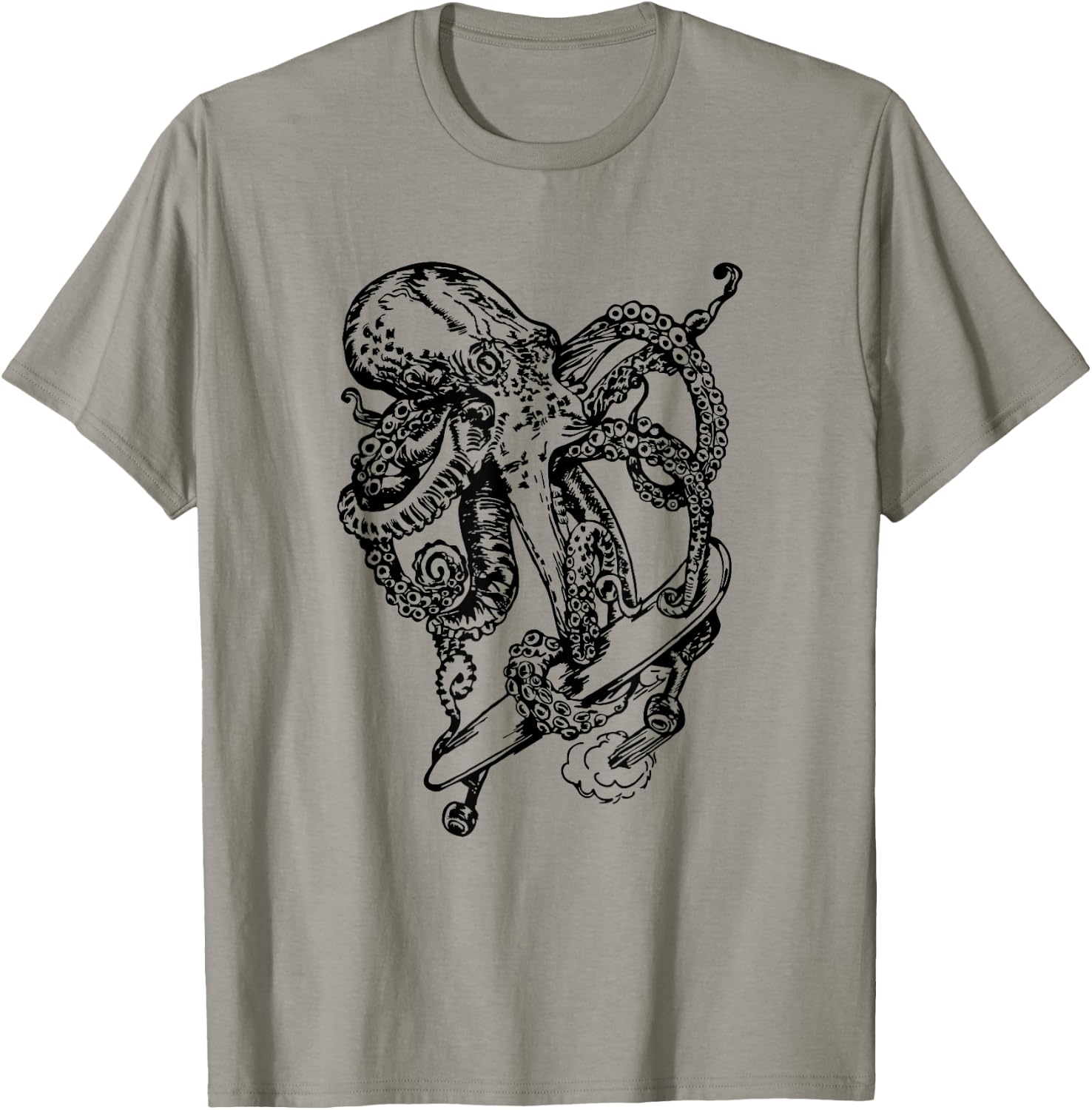 Octopus Skater Funny Skateboarding Beach Skateboarder T-Shirt - T-Shirt | Sand