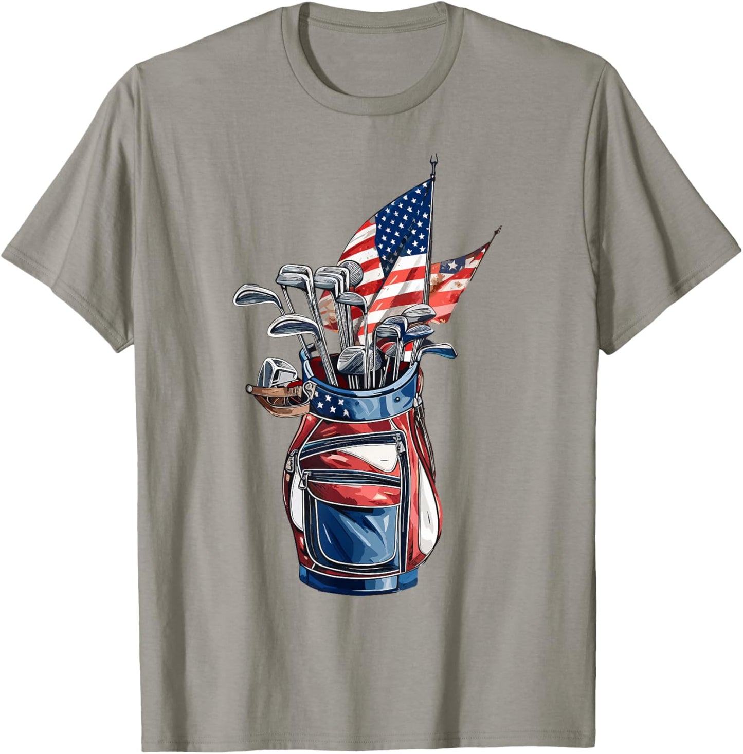 Vintage Golf Sport American Flag 4th of July, Sport Golfer T-Shirt - T-Shirt | Sand